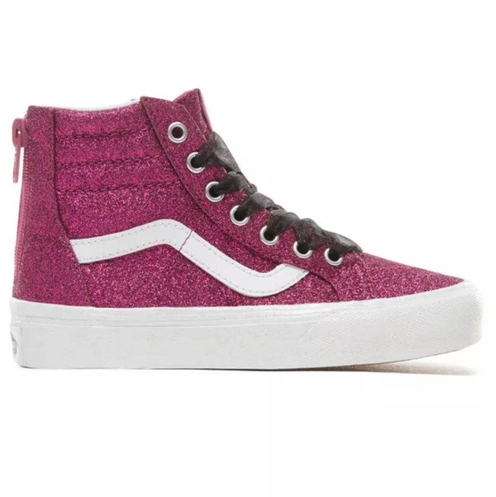 Vans SK8 Hi top Glitter Shoes in Purple